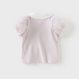 Dave&Bella Toddler Girls Summer Cotton Purple Sweet Polo T-shirts