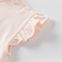 Dave&Bella Girls Summer Pure Cotton Pink Cute T-shirt Top
