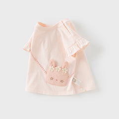 Dave&Bella Girls Summer Pure Cotton Pink Cute T-shirt Top