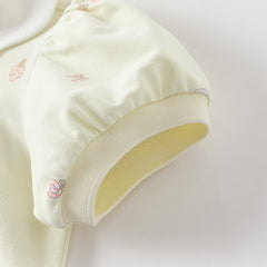 Dave&Bella Toddler Girls Summer Cotton Doll Collar Print T-shirt Tops
