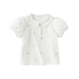 Dave&Bella Toddler Girls Summer Cotton Doll Collar Print T-shirt Tops