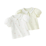 Dave&Bella Toddler Girls Summer Cotton Doll Collar Print T-shirt Tops