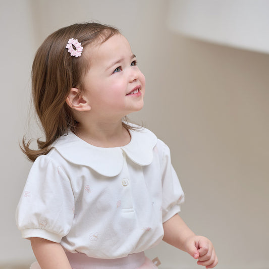 Dave&Bella Girls Summer Cotton Doll Collar Print T-shirt Top