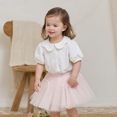 Dave&Bella Toddler Girls Summer Cotton Doll Collar Print T-shirt Tops