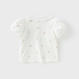 Dave&Bella Toddler Girls Summer Cotton Doll Collar Print T-shirt Tops