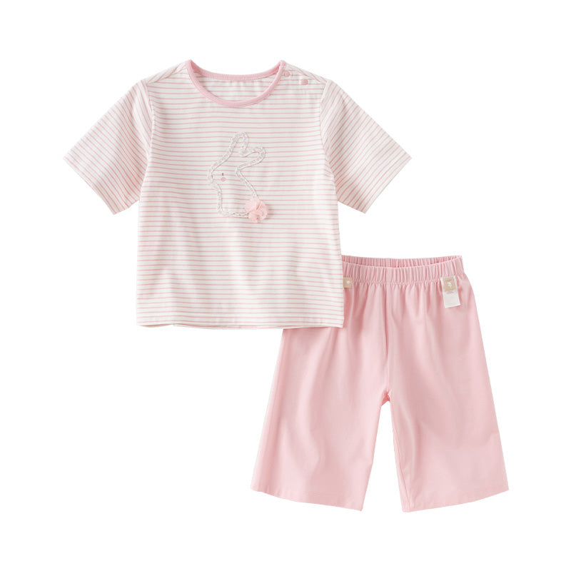 Dave&Bella Toddler Boys/Girls Summer Cute Striped Green/Pink Sleepwear Pajamas