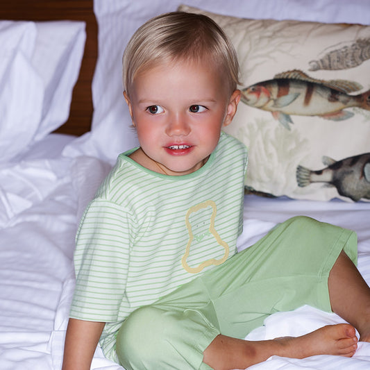 Dave&Bella Toddler Boys/Girls Summer Cute Striped Green/Pink Sleepwear Pajamas