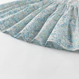 Dave&Bella Girls Summer Blue Floral Print Bubble Sleeve Dress