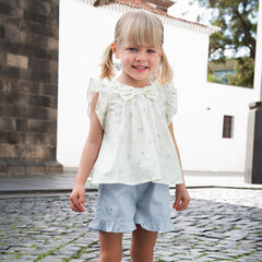 Dave&Bella Girls Summer Cotton Floral Print T-shirt Short Pant Set