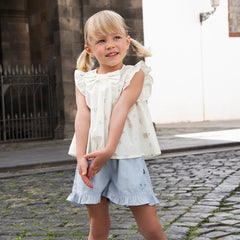 Dave&Bella Girls Summer Cotton Floral Print T-shirt Short Pant Set