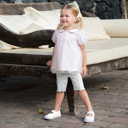 Dave&Bella Toddler Girls Summer Light Grey/Apricot Stretchable Comfortable Pants