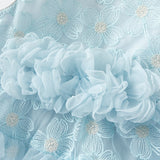 Dave&Bella Girls Summer Light Blue Sleeveless Lace Mesh Dress (hair band)