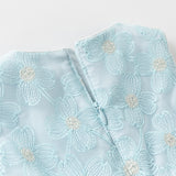 Dave&Bella Girls Summer Light Blue Sleeveless Lace Mesh Dress (hair band)