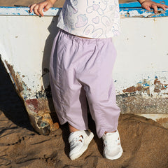 Dave&Bella Toddler Girls Summer Grey Purple/Grey Green Fashion Cotton Wide Pants