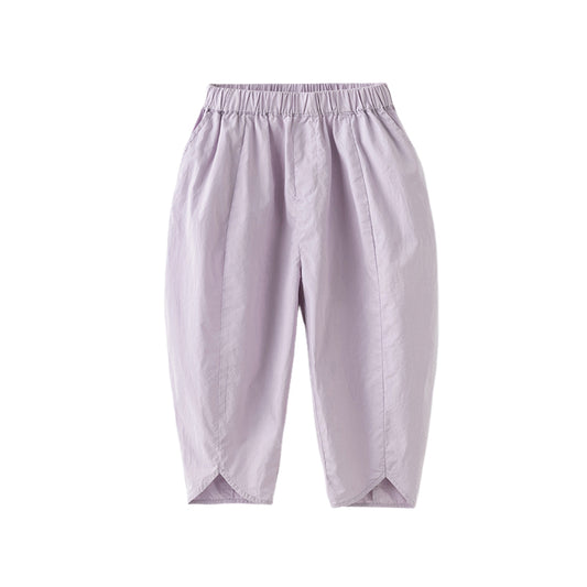 Dave&Bella Toddler Girls Summer Grey Purple/Grey Green Fashion Cotton Wide Pants
