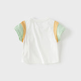 Dave&Bella Toddler Girls Summer White Rabbit/Lion Comfortable Cotton Casual T-shirt Tops