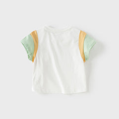 Dave&Bella Toddler Girls Summer White Rabbit/Lion Comfortable Cotton Casual T-shirt Tops