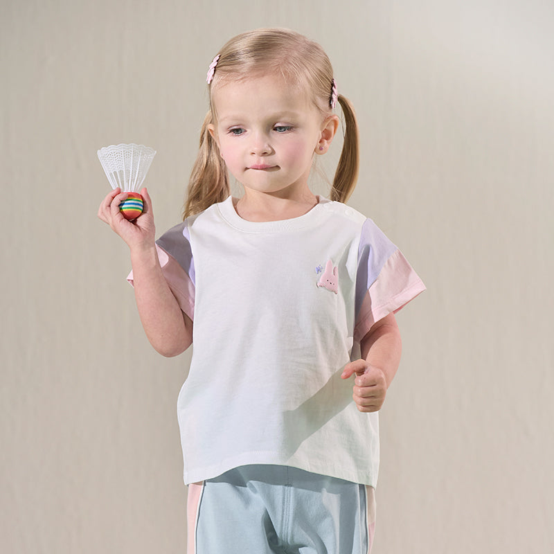 Dave&Bella Toddler Girls Summer White Rabbit/Lion Comfortable Cotton Casual T-shirt Tops