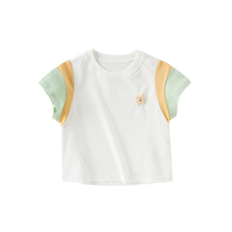 Dave&Bella Toddler Girls Summer White Rabbit/Lion Comfortable Cotton Casual T-shirt Tops