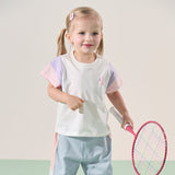 Dave&Bella Toddler Girls Summer White Rabbit/Lion Comfortable Cotton Casual T-shirt Tops