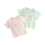 Dave&Bella Toddler Girls Summer Sweet Green/Pink Flower Soft Cotton T-shirt Tops