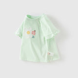 Dave&Bella Toddler Girls Summer Sweet Green/Pink Flower Soft Cotton T-shirt Tops