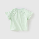 Dave&Bella Toddler Girls Summer Sweet Green/Pink Flower Soft Cotton T-shirt Tops