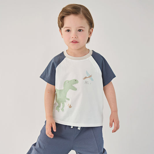 Dave&Bella Toddler Girls/Boys Summer Playful Multi-print Cotton Classic T-shirt Tops