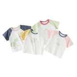 Dave&Bella Toddler Girls/Boys Summer Playful Multi-print Cotton Classic T-shirt Tops