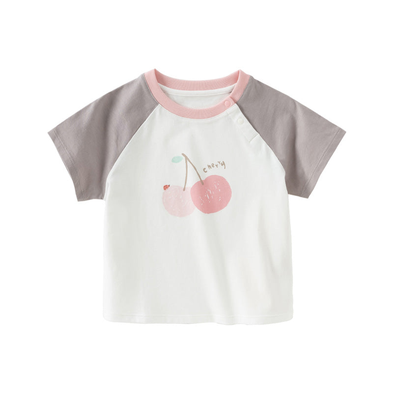 Dave&Bella Toddler Girls/Boys Summer Playful Multi-print Cotton Classic T-shirt Tops
