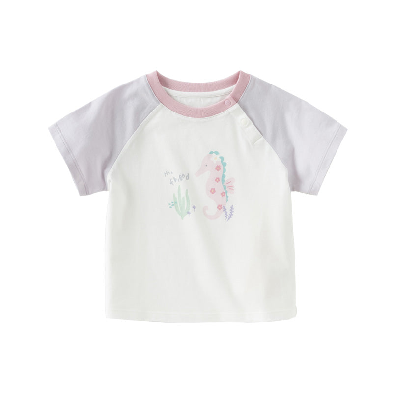 Dave&Bella Toddler Girls/Boys Summer Playful Multi-print Cotton Classic T-shirt Tops