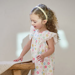 Dave&Bella Girls Summer Cotton Doughnut Print Sweet Party Dress