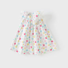 Dave&Bella Girls Summer Cotton Doughnut Print Sweet Party Dress