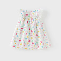 Dave&Bella Girls Summer Cotton Doughnut Print Sweet Party Dress