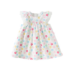Dave&Bella Girls Summer Cotton Doughnut Print Sweet Party Dress