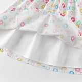 Dave&Bella Girls Summer Cotton Doughnut Print Sweet Party Dress