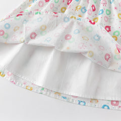 Dave&Bella Girls Summer Cotton Doughnut Print Sweet Party Dress