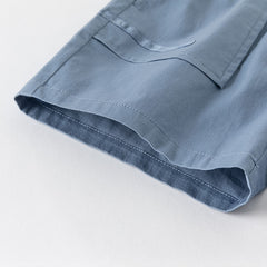 Dave&Bella Kids Boys Summer Blue Plaid College-style Shirt Short Sets