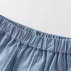 Dave&Bella Kids Boys Summer Blue Plaid College-style Shirt Short Sets