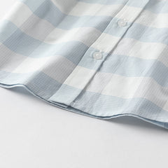 Dave&Bella Kids Boys Summer Blue Plaid College-style Shirt Short Sets