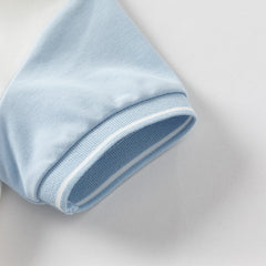 Dave&Bella Boys Summer Leisure Blue  Antimicrobial Coolness Polo T-shirt Short Pant Set