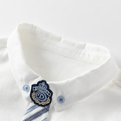 Dave&Bella Boys Summer Cotton Formal White Shirt Top