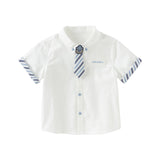 Dave&Bella Kids Boys Summer Cotton Formal White Shirt Top