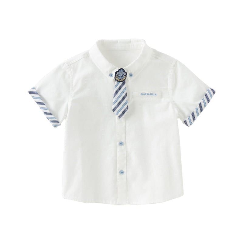Dave&Bella Kids Boys Summer Cotton Formal White Shirt Top