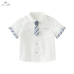 Dave&Bella Boys Summer Cotton Formal White Shirt Top