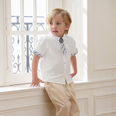 Dave&Bella Boys Summer Cotton Formal White Shirt Top