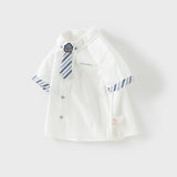 Dave&Bella Kids Boys Summer Cotton Formal White Shirt Top