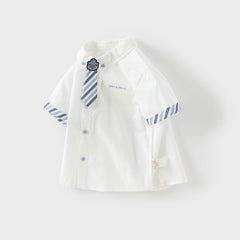 Dave&Bella Boys Summer Cotton Formal White Shirt Top
