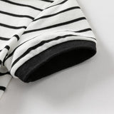 Dave&Bella Kids Boys Summer Black White Striped College-style Short-sleeved Polos