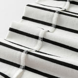 Dave&Bella Kids Boys Summer Black White Striped College-style Short-sleeved Polos
